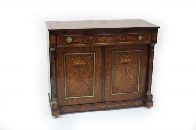 Appraisal: A Dutch marquetry side cabinet fitted a drawer above cupboard