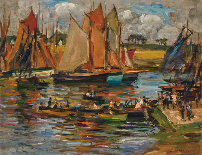 Appraisal: ALOYSIUS O'KELLY Irish American - Activities at the Docks oil