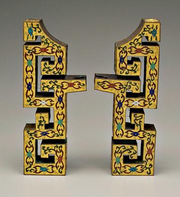 Appraisal: Two pieces Chinese cloisonne two rectilinear mounts gilt edges yellow