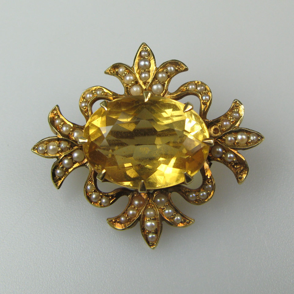 Appraisal: k Yellow Gold Brooch set with an oval cut citrine