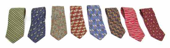 Appraisal: A Group of Eight Ferragamo Silk Ties