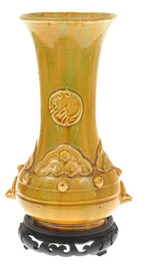 Appraisal: MURIEL MACDIARMID - HARVEY SCHOOL MUSTARD GLAZED FLUTED VASE WITH