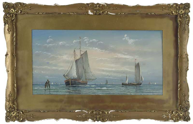 Appraisal: BENJAMIN CHAMPNEY American - SAILING DAYS Fine watercolor scene shows