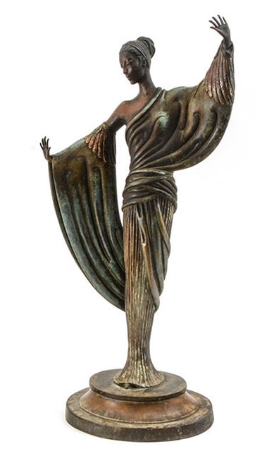 Appraisal: ERTE IN THE EVENING BRONZE SCULPTURE Figure of a Art