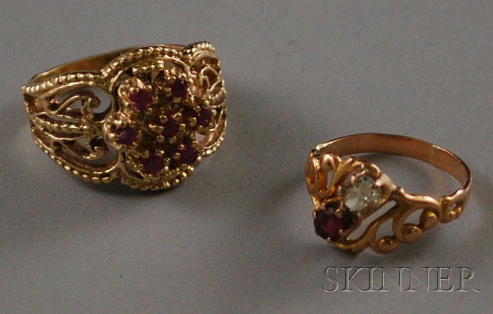 Appraisal: Two Gold and Gemstone Rings a kt gold and pink