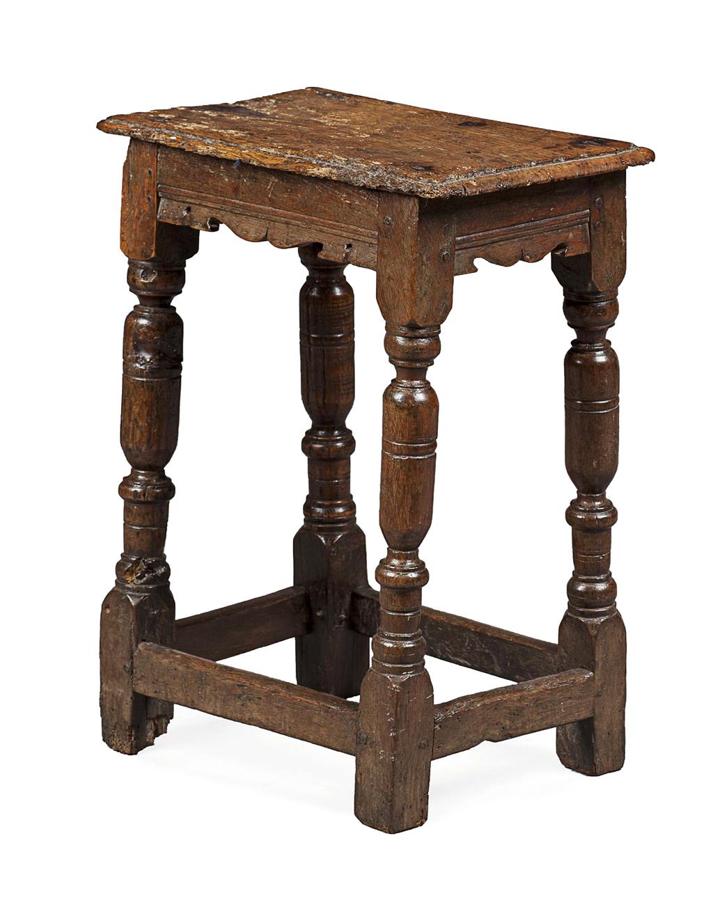 Appraisal: OAK JOINT STOOL TH CENTURY AND LATER the rectangular seat