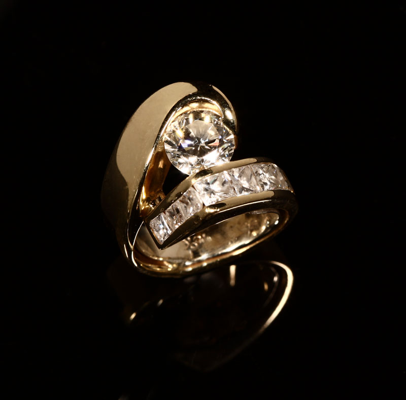 Appraisal: A cts round brilliant-cut diamond and K yellow gold ring