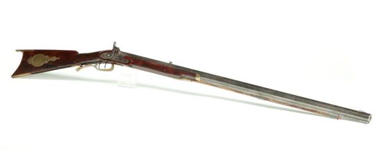 Appraisal: HALF-STOCK PERCUSSION RIFLE Marked ''A Bown New Castle '' mid