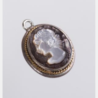 Appraisal: A Silver and Shell Cameo Pendant A Silver and Shell