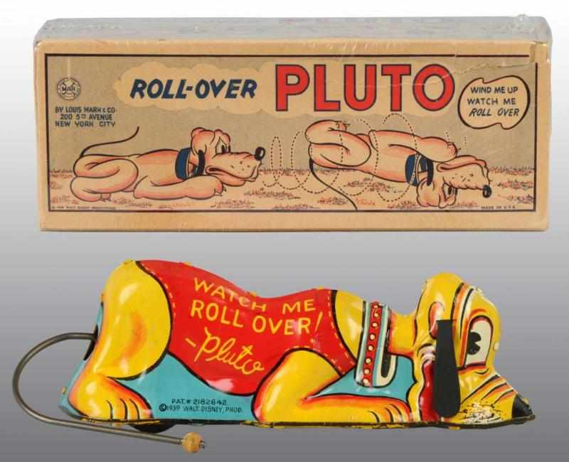 Appraisal: Tin Marx Disney Roll-Over Pluto Wind-Up Toy Description American Working