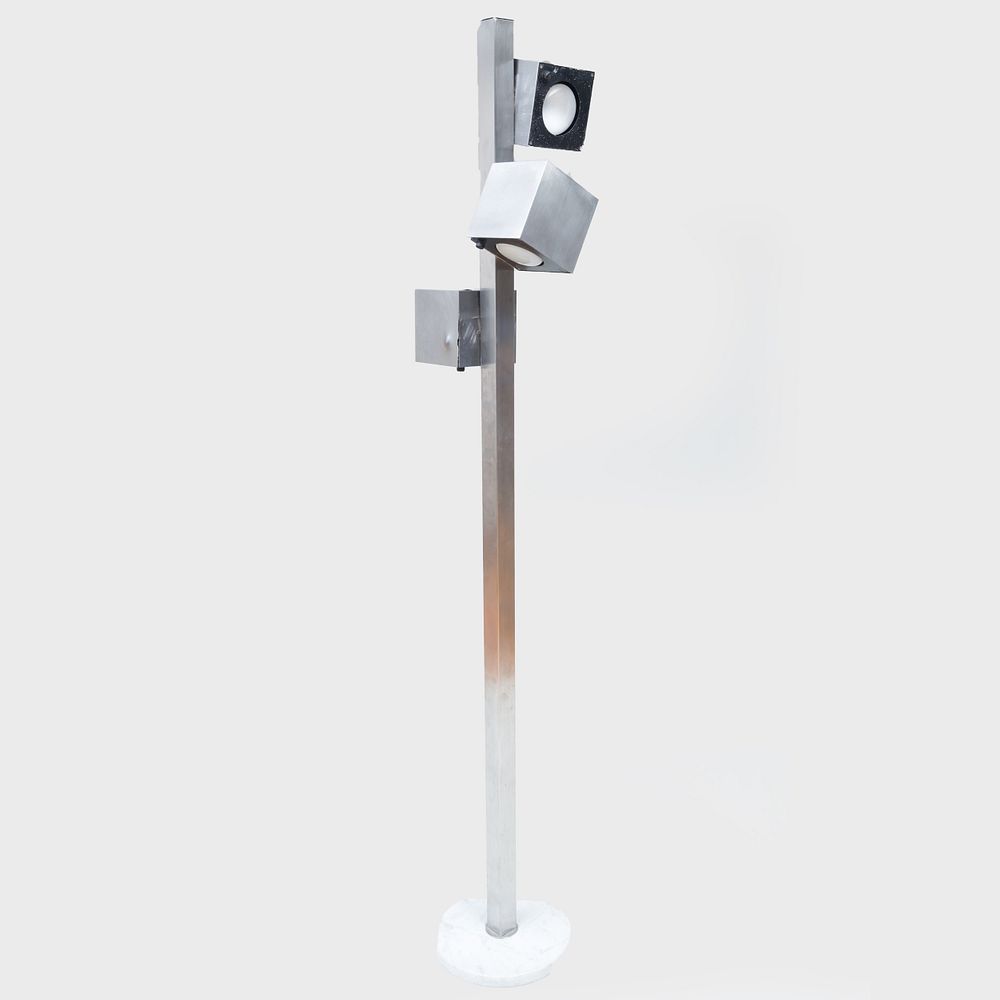 Appraisal: Italian Brushed Stainless Steel and Marble Floor Lamp ft in