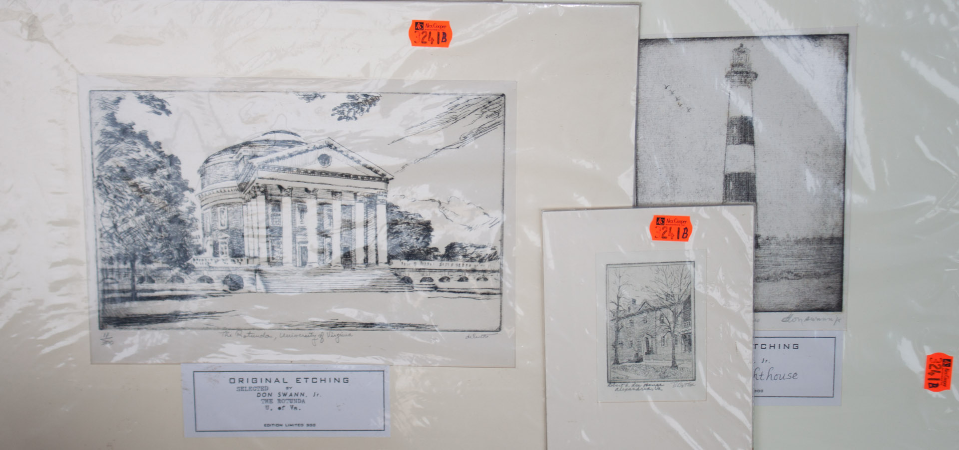 Appraisal: b Group of assorted unframed etchings Artists include Don Swann