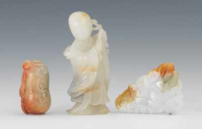 Appraisal: A Group of Carved Jade Ornaments Containing a carved white