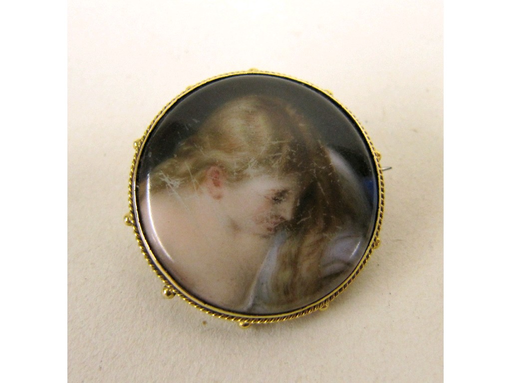 Appraisal: Porcelain portrait brooch in unmarked gold mount