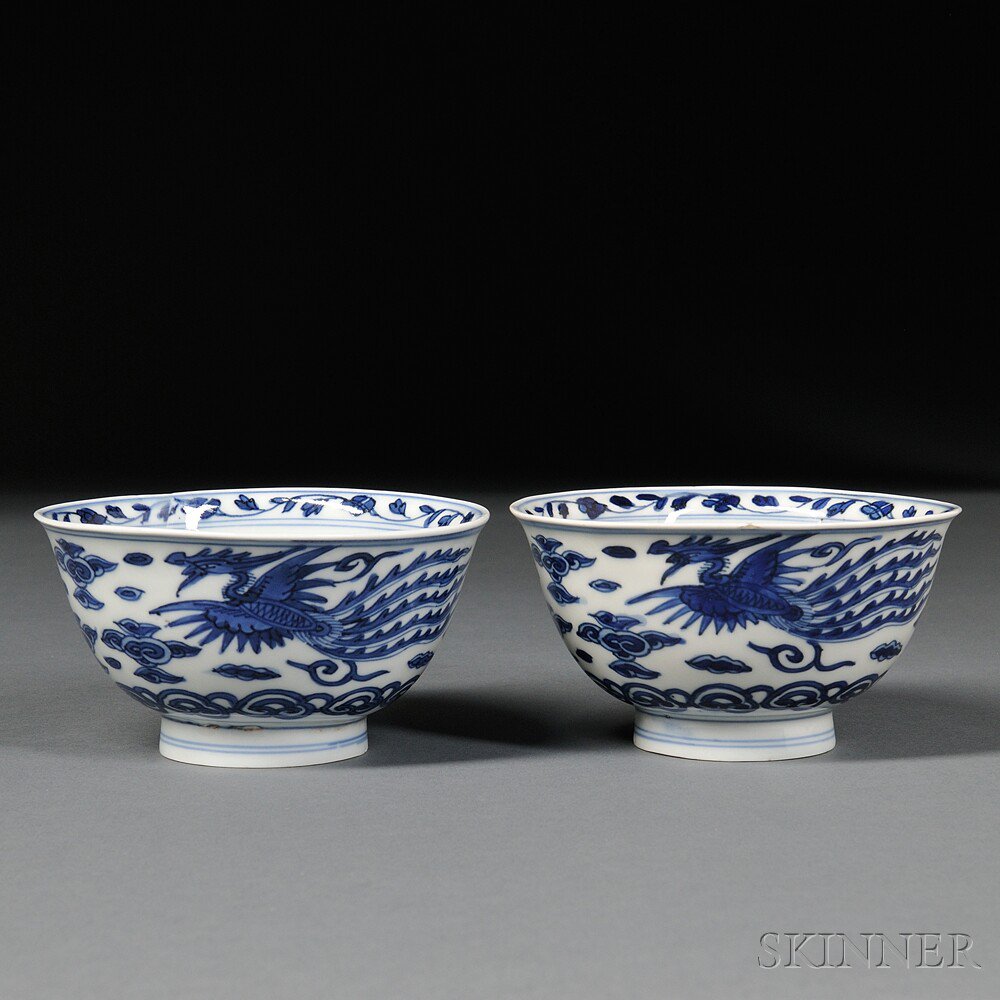 Appraisal: Pair of Ming-style Blue and White Bowls China th century