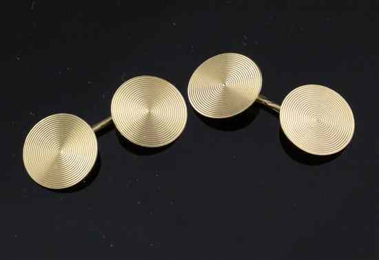 Appraisal: A pair of Lang of Paris gold cufflinks g Estimate