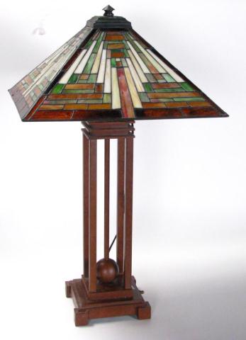 Appraisal: Prairie Style Arts Crafts Leaded Glass Lamp Contemporary