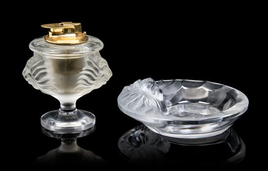 Appraisal: Sale Lot Two Lalique Molded and Frosted Glass Smoking Articles