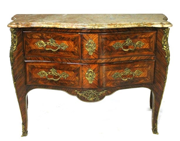 Appraisal: A Louis XV style ormolu mounted kingwood commode the serpentine