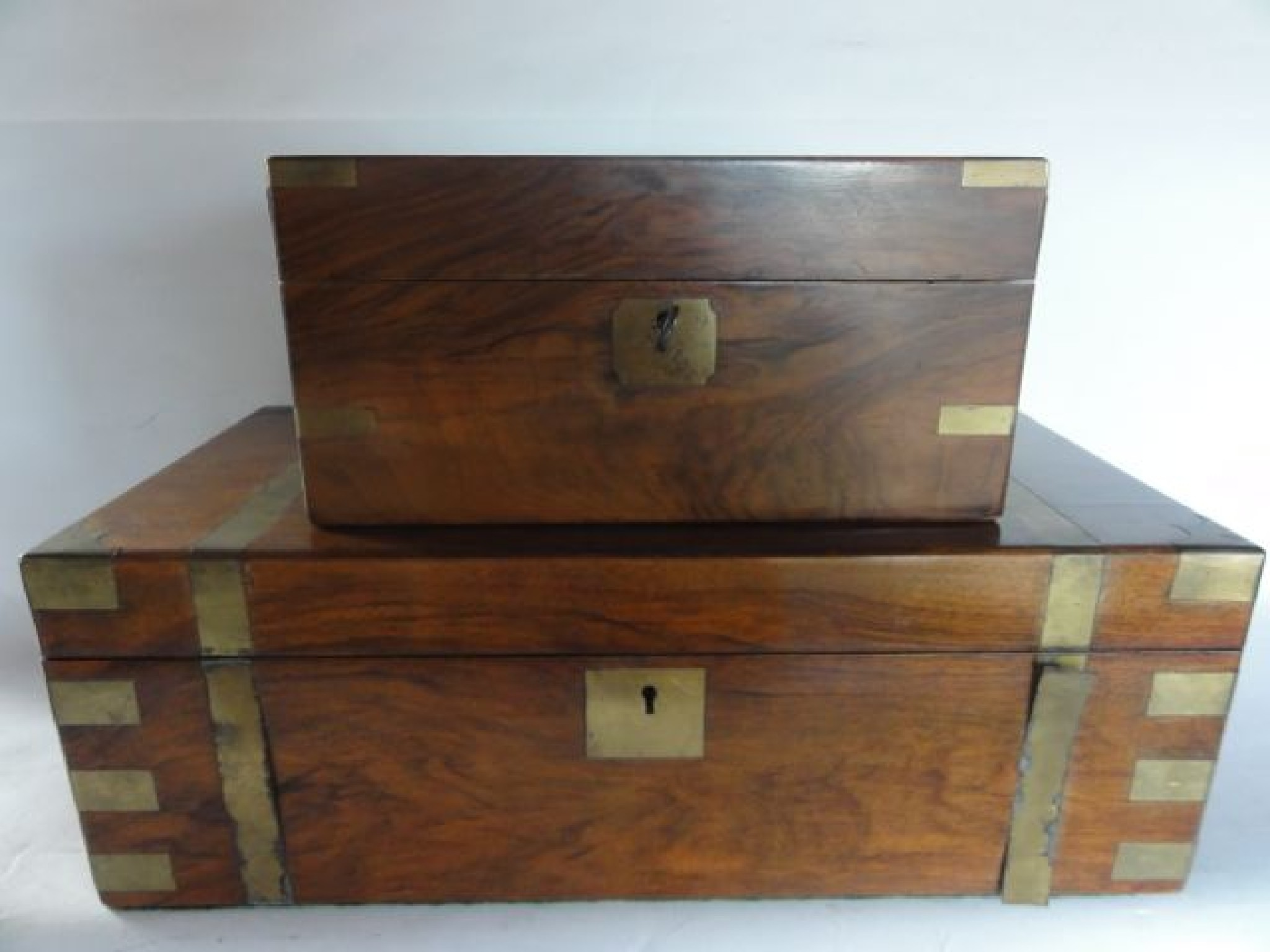 Appraisal: A substantial Victorian walnut writing slope with brass banded detail