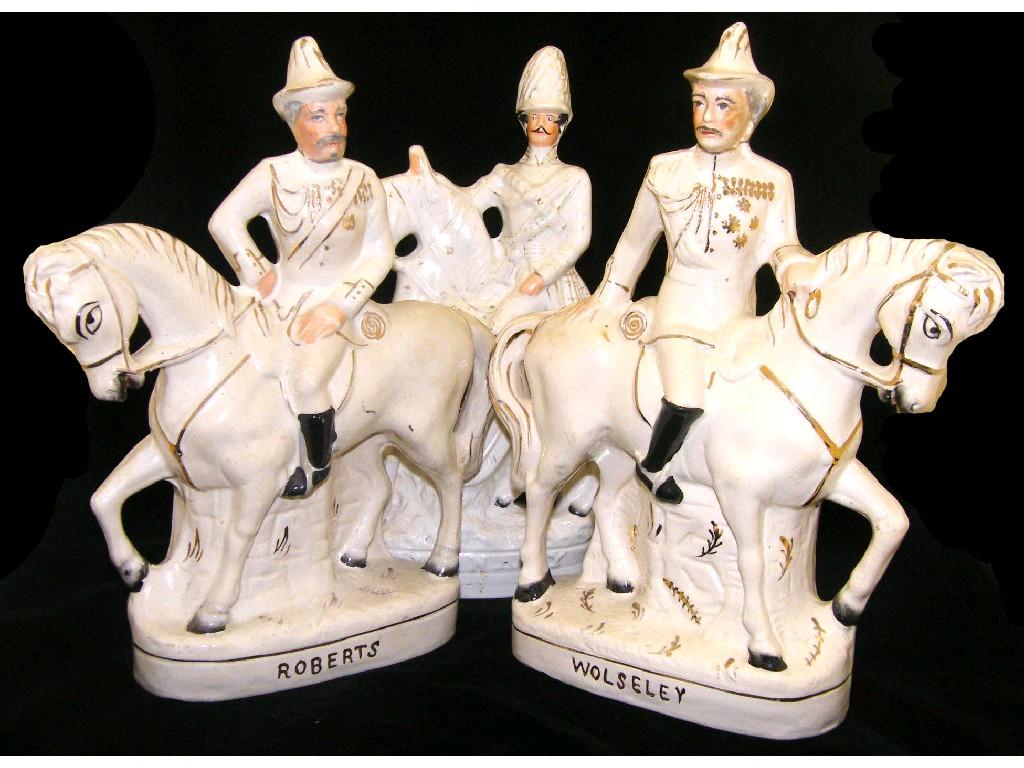 Appraisal: Pair of Victorian Staffordshire equestrian flatback figures of Roberts and