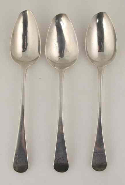 Appraisal: Three George III silver table spoons Peter Ann and William