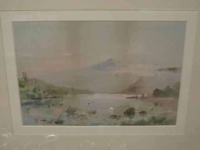 Appraisal: Victorian Watercolor by Robinson landscape of lake and mountains image