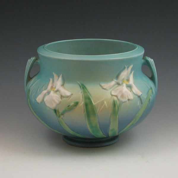 Appraisal: Roseville Iris jardiniere in blue Marked Roseville - '' with