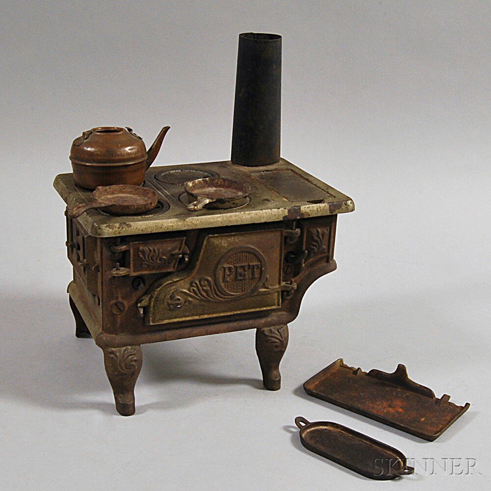 Appraisal: PET Miniature Stove and Accessories ht wd wd in Estimate