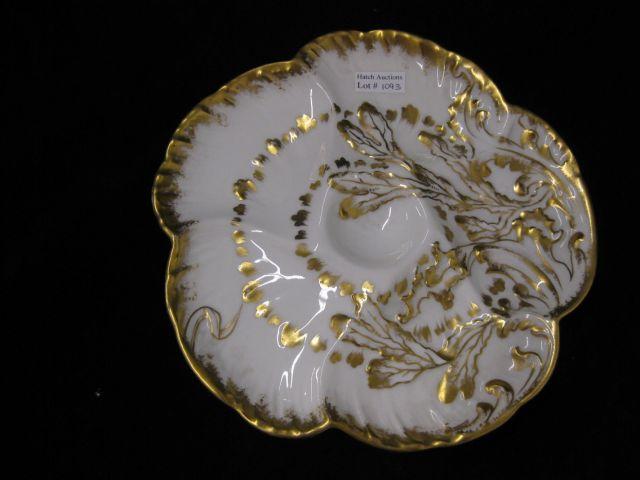 Appraisal: T V Limoges Porcelain Oyster Plate shell aquatic decor gold