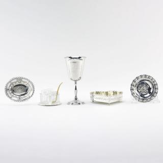 Appraisal: Grouping of Five Vintage Silver and Silver plated Tabletop Items