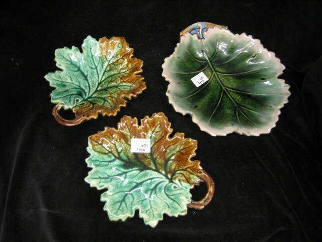 Appraisal: Majolica Pottery Leaf Dishes including Etruscan