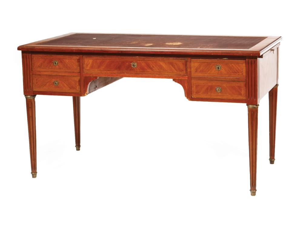 Appraisal: Antique Louis XVI-Style Fruitwood Bureau Plat early th c inset