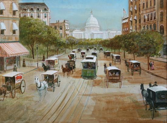 Appraisal: AMERICAN SCHOOL th century VIEW OF PENNSYLVANIA AVENUE WITH THE