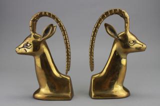 Appraisal: Set of Metal Antelope Head Bookends Set of Metal Antelope