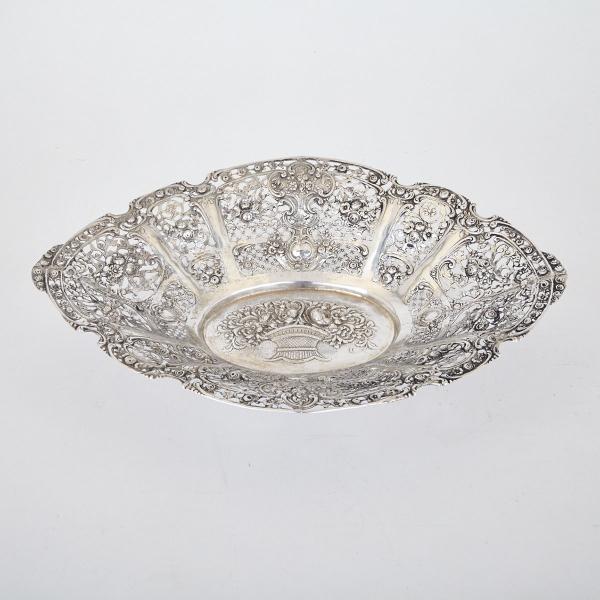 Appraisal: German Silver Oval Basket c the centre moulded with flowers