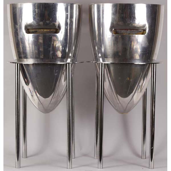 Appraisal: Pair Modern Machine Age Industrial repurposed chromed bomber plane nose