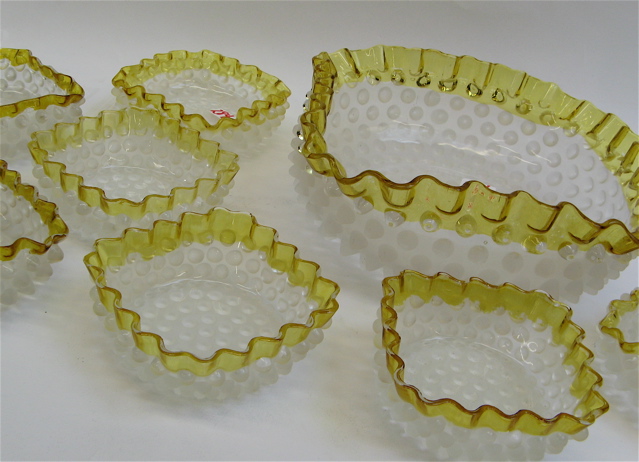 Appraisal: HOBBS BROCKUNIER CO HOBNAIL GLASS BERRY SET pieces in the