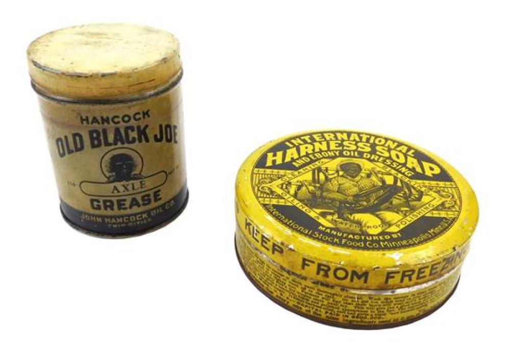 Appraisal: BLACK AMERICANA Two advertising tin containers with black images c