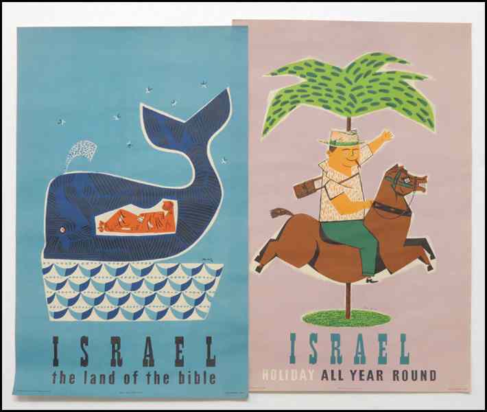 Appraisal: JEAN DAVID - TWO ISREAL TOURISM POSTERS Printed by E