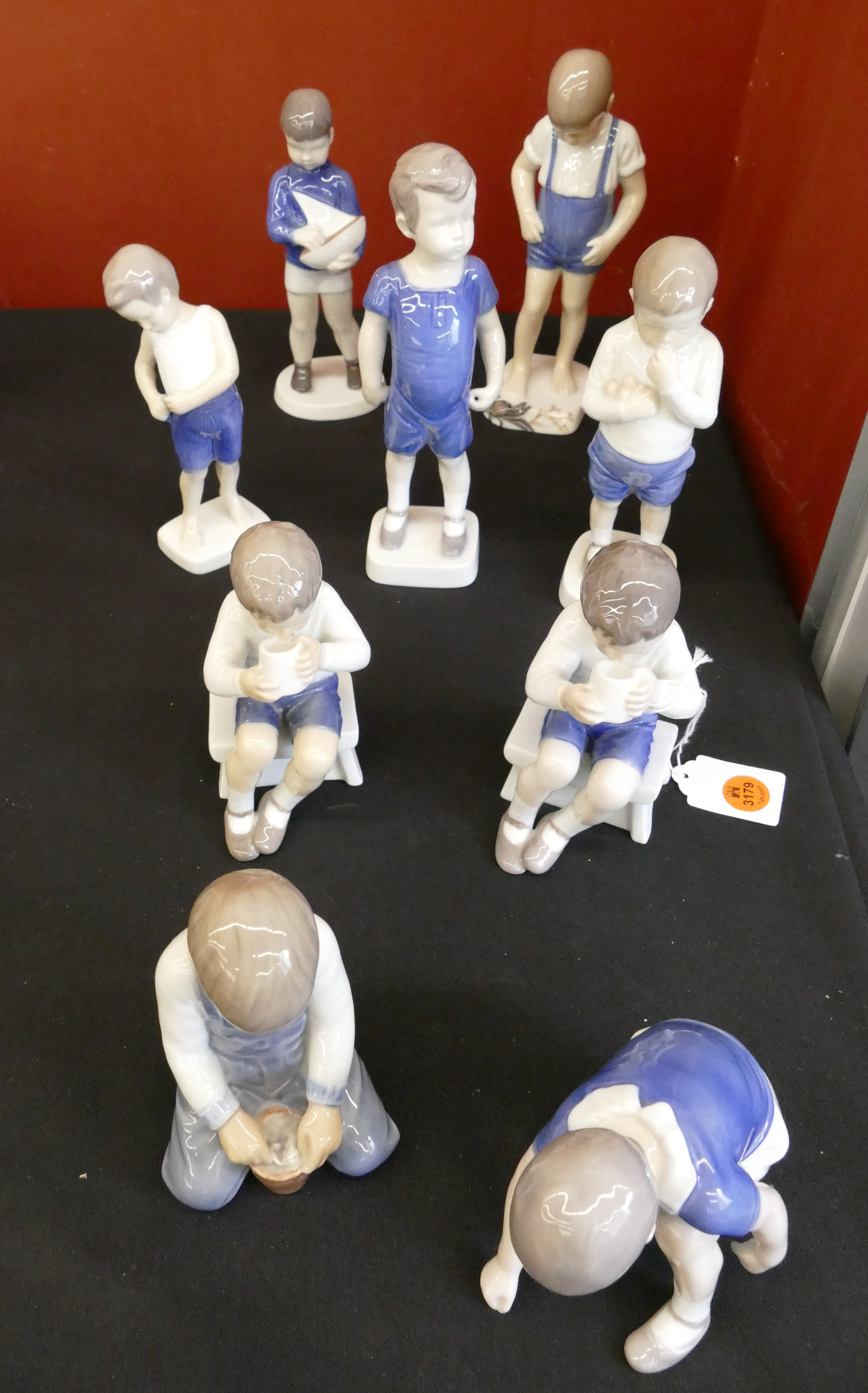 Appraisal: pc B G Denmark Porcelain Figurines of Boys pc -