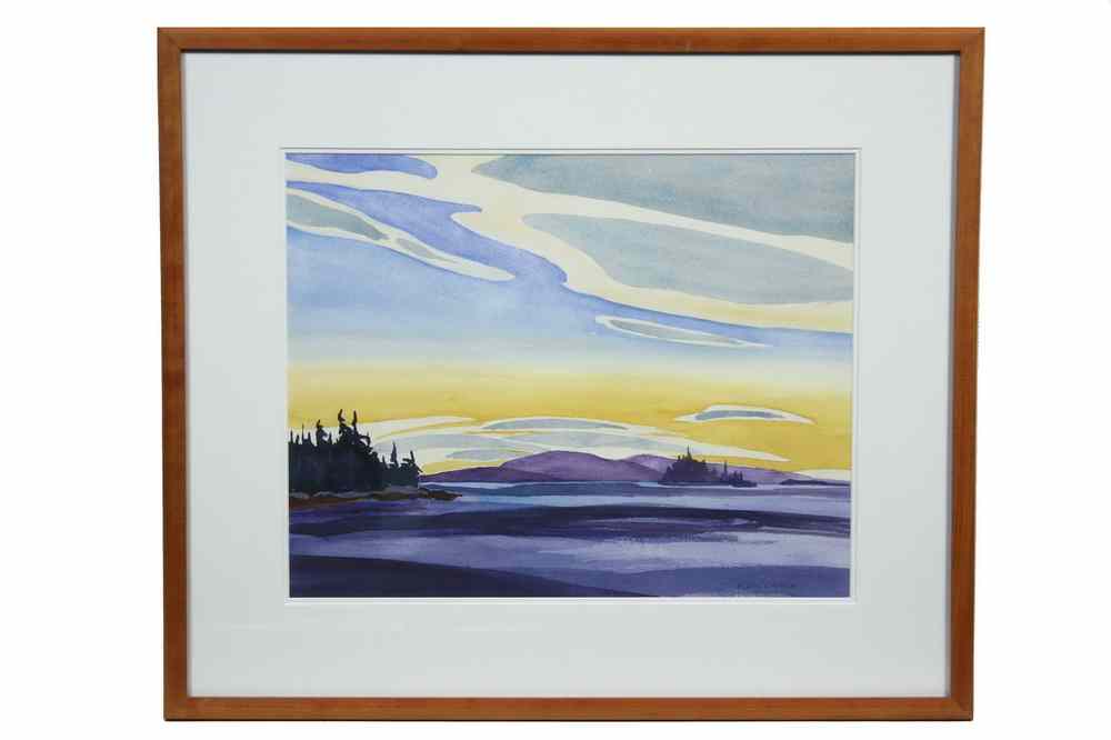 Appraisal: WATERCOLOR - 'Lenticular Clouds Over Mt Desert Island' by Ellen