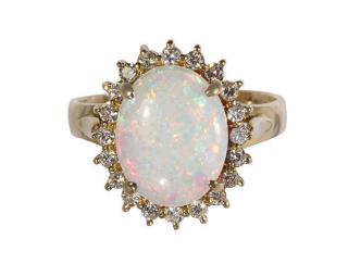 Appraisal: Opal diamond and k yellow gold ring Opal diamond and