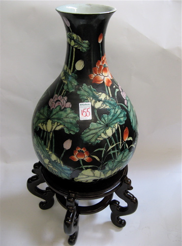 Appraisal: CHINESE FAMILE NOIRE VASE in a bulbous modified bottle form