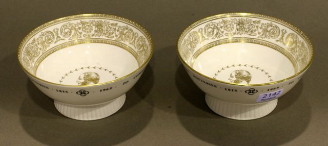 Appraisal: Two Royal Doulton commemorative bowls in gilded cobalt commemorating the