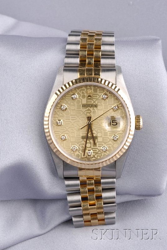 Appraisal: Gentleman's Stainless Steel and kt Gold Wristwatch Rolex Oyster Perpetual