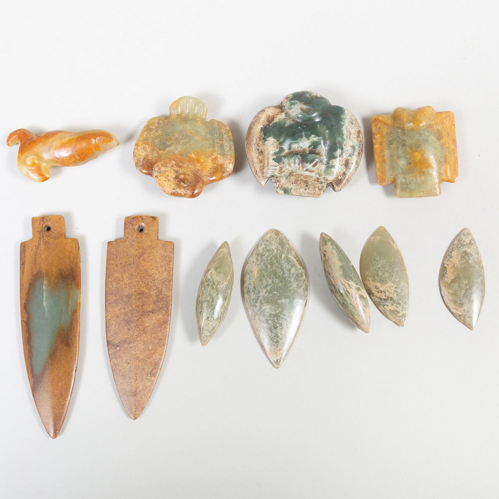 Appraisal: Group of Chinese Jade Hongshan Style Zoomorphic Pendants Comprising pendants