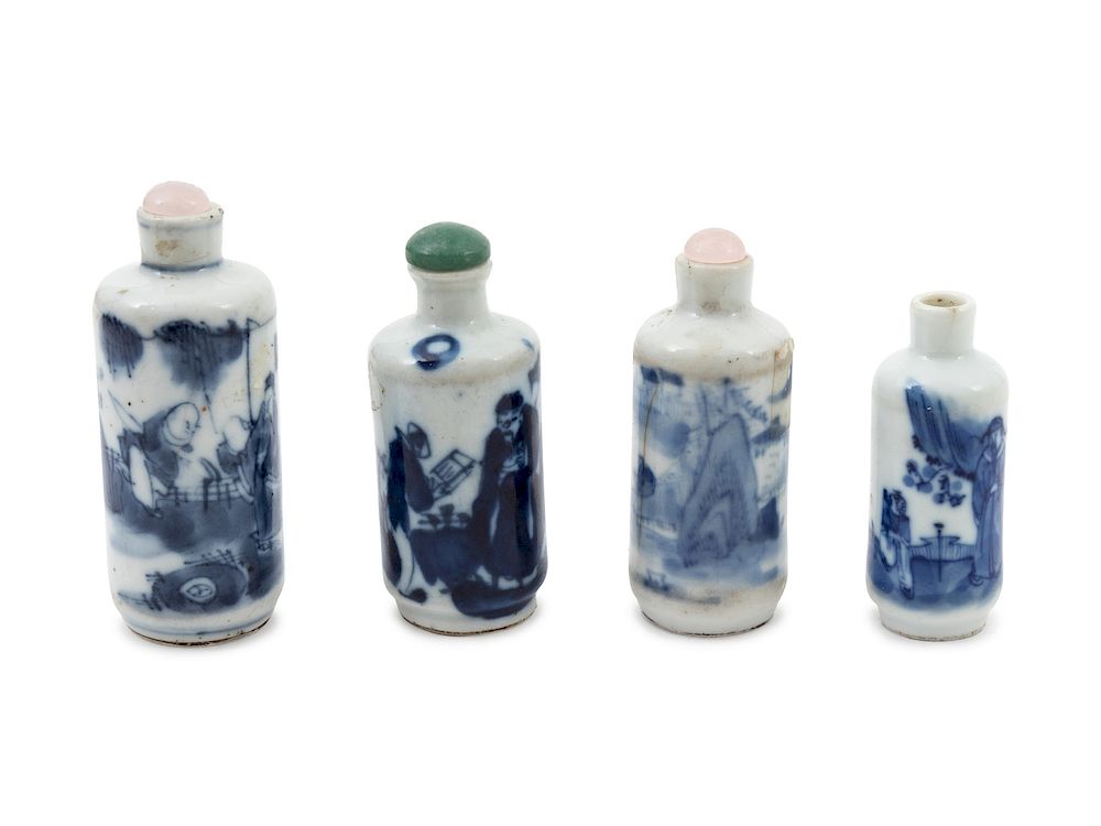 Appraisal: A Group of Chinese Blue and White Snuff Bottles Height