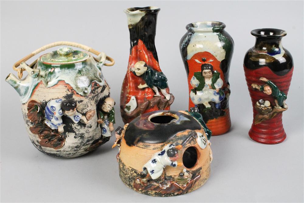 Appraisal: GROUP OF SUMIDA WARES including a dome-form match striker and