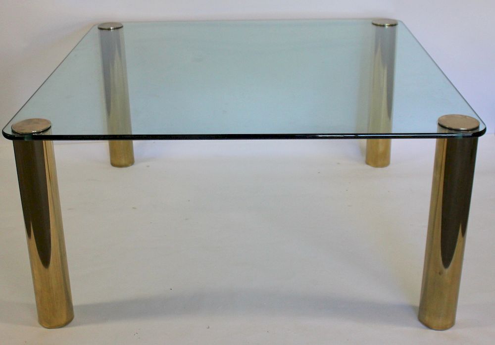 Appraisal: MIDCENTURY Brass Legged Glass Top Dining Table In the style